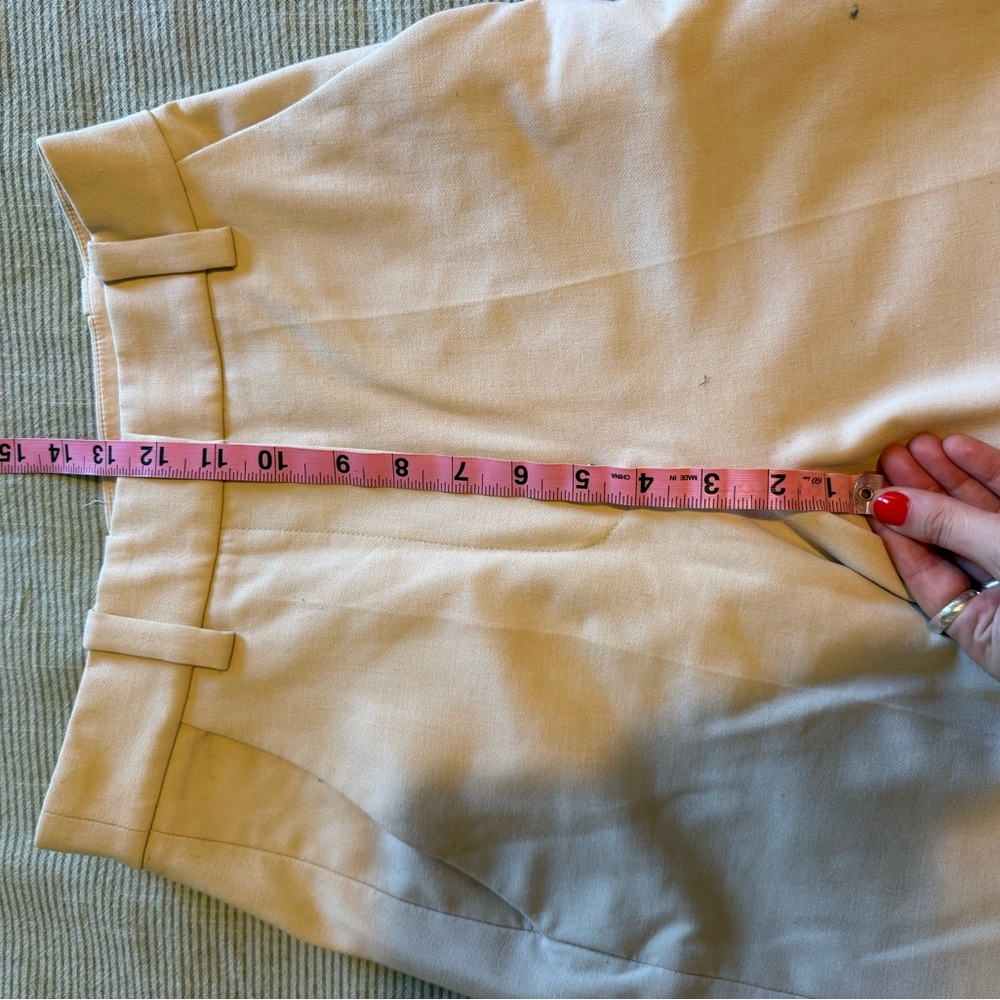 & Other Stories Cuffed High Rise Straight Leg Dress Pants Ivory - Picture 6 of 8